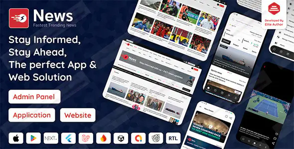 News App and Web - Flutter News App for Android and iOS App | Laravel Admin Panel + News Website