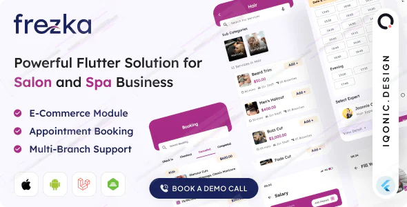 Frezka v4.3.0 - Spa & Salon Management and Booking Flutter App